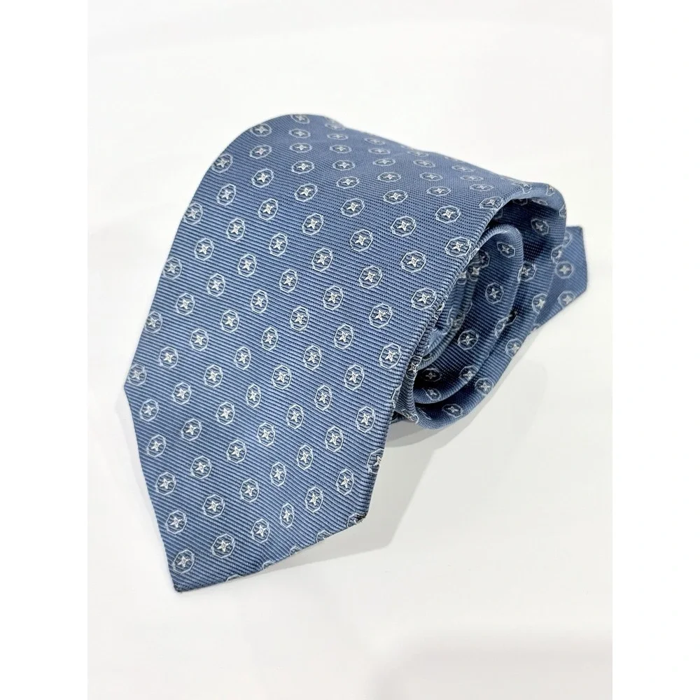 BROOKS BROTHERS Silk Tie USA Blue White Geometric W:3.8